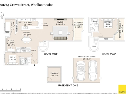 1206/63 Crown Street, Woolloomooloo, Sydney CBD, 2 침실, 2 욕실, Apartment