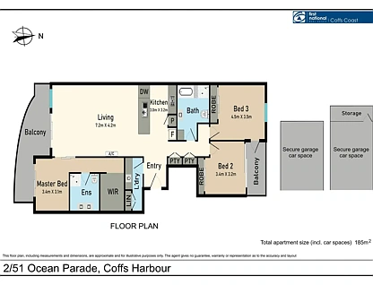 2/51 Ocean Parade, Coffs Harbour, North Coast, 3 غرف, 2 حمامات, Apartment