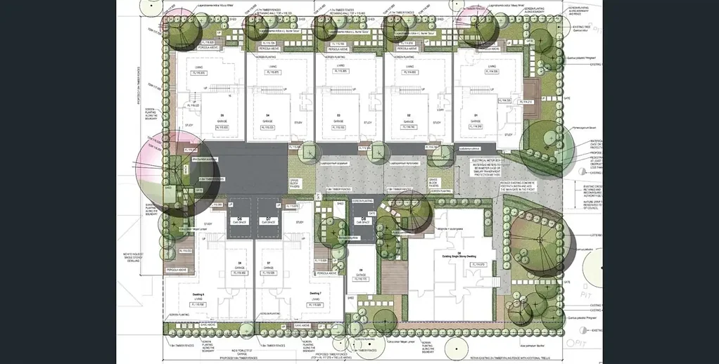 Maddingley 4房 七套联排别墅的规划和许可！ PLANS AND PERMITS FOR SEVEN TOWNHOUSE SITE!
