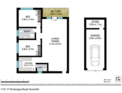 1/15-17 St Georges Parade, Hurstville, St George, 2 phòng ngủ, 1 phòng tắm, Apartment