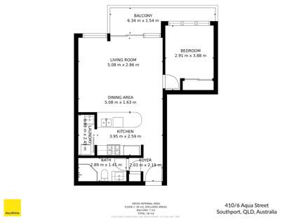 410/6 Aqua Street, Southport, QLD 4215, 1 Bedrooms, 1 Bathrooms, Apartment