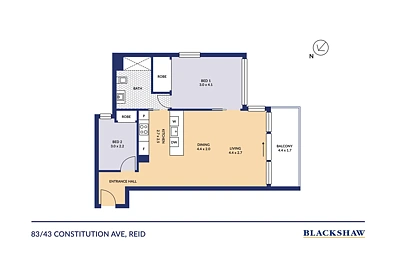 83/43 Constitution Avenue, Reid, ACT 2612, 2房, 1浴, Unit