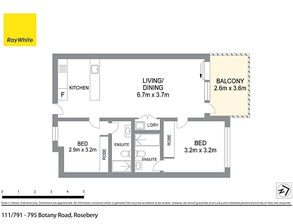 111/791-795 Botany Road, Rosebery, Eastern Suburbs, 2 ห้องนอน, 2 ห้องน้ำ, Apartment