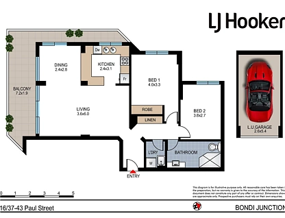 16/37-43 Paul Street, Bondi Junction, Eastern Suburbs, 2 غرف, 1 حمامات, Apartment