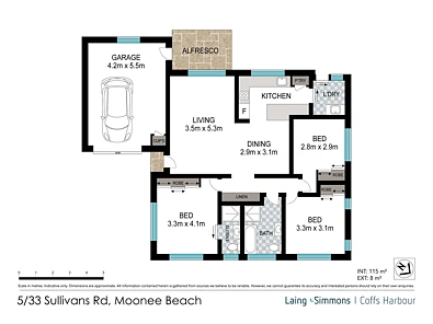 5/33 Sullivans Road, Moonee Beach, NSW 2450, 3房, 2浴, House