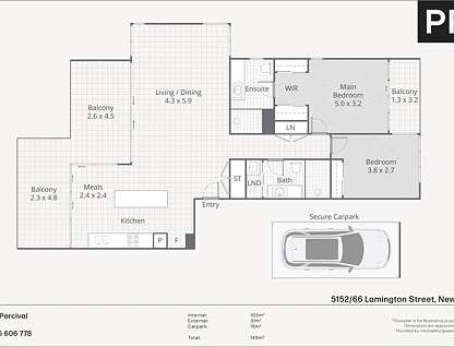 5152/66 Lamington Street, New Farm, Brisbane - Inner City Region, 2 Bedrooms, 2 Bathrooms, Apartment