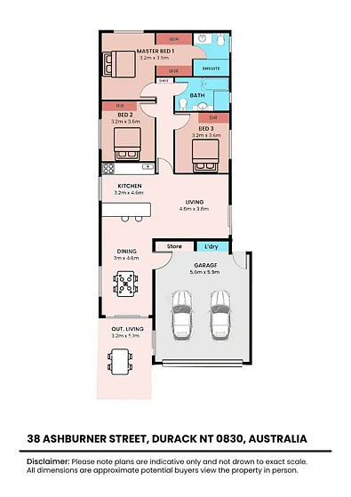 फ्लोर प्लान - 38 Ashburner Street, Durack, NT 830