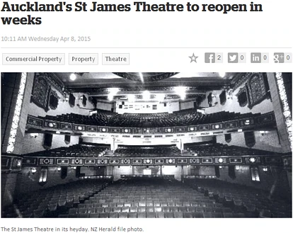 深受奥克兰人喜爱的St James Theatre将重新开放