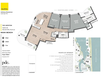 13/29-39 Woodroffe Avenue, Main Beach, Gold Coast, 3 침실, 2 욕실, Apartment