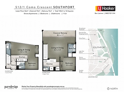512/1 Como Crescent, Southport, Gold Coast, 2 rūma, 2 rūma horoi, Apartment