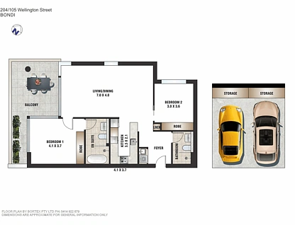 204/105 Wellington Street, Bondi, Eastern Suburbs, 2部屋, 2バスルーム, Apartment