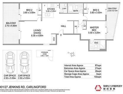 401/27 Jenkins Road, Carlingford, Parramatta (Northwest suburbs), 3部屋, 2バスルーム, Apartment