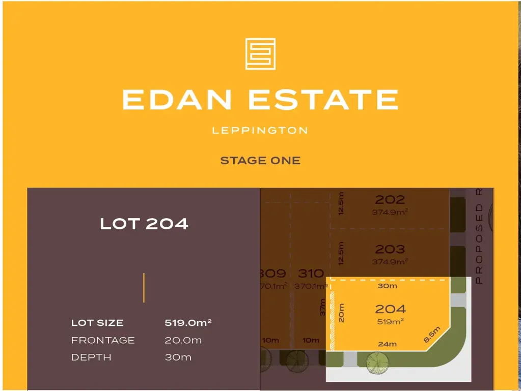 Leppington 优越地段 Edan Estate 370m²-556m²地块 天然气NBN 托伦斯产权 近公园绿地 购物便捷 梦想家园首选！ Edan Estate | 370m2 from $774,000 | Mid 2025 Registration
