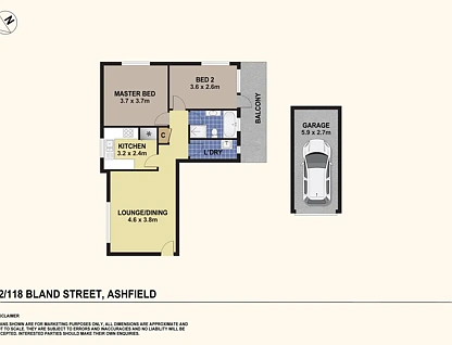 2/118 Bland Street, Ashfield, NSW 2131, 2房, 1浴, 公寓