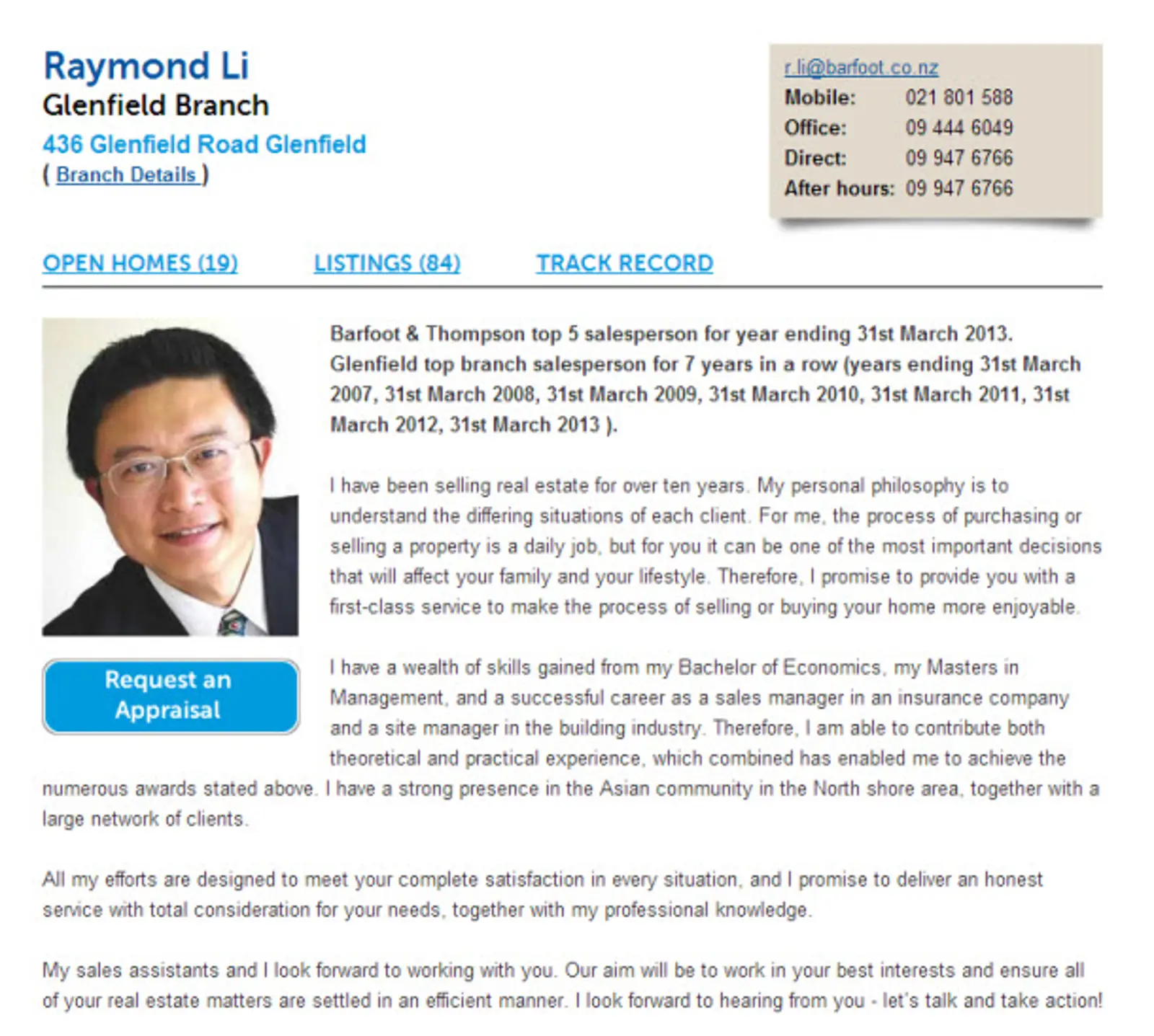 后花园推荐中介之 奥克兰北岸- 李亚(Raymond Li)