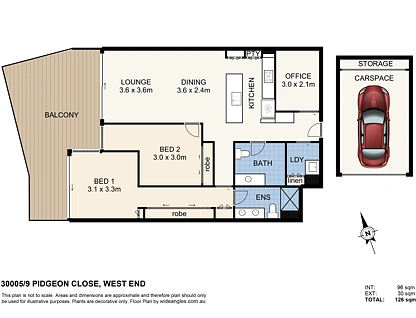 30005/9 Pidgeon Close, West End, Brisbane - Inner City Region, 2 ห้องนอน, 2 ห้องน้ำ, Apartment
