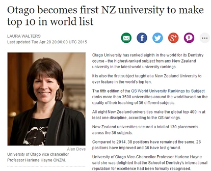 新西兰第一个世界前十的大学：奥塔哥做到啦！