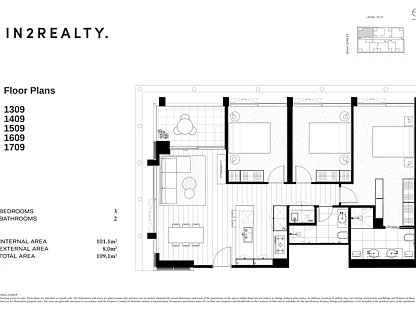 1609/41-49 Bank St, Southbank, Melbourne CBD, 3部屋, 2バスルーム, Apartment