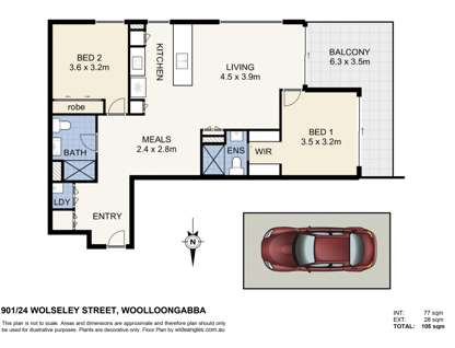901/24-28 Wolseley Street, Woolloongabba, QLD 4102, 2 Bedrooms, 2 Bathrooms, Apartment