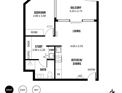 903/421 King William Street, Adelaide, Adelaide CBD, 1 રૂમ, 1 બાથરૂમ, Apartment