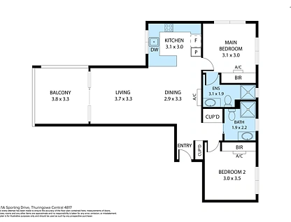 114/1 Sporting Drive, Thuringowa Central, Townsville, 2 ਕਮਰੇ, 2 ਬਾਥਰੂਮ, Unit