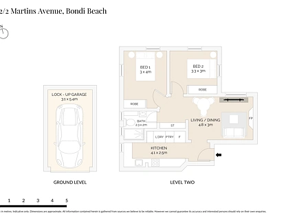 12/2 Martins Avenue, Bondi, Eastern Suburbs, 2房, 1浴, Apartment
