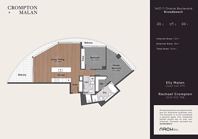 1407/1 Oracle Boulevarde, Broadbeach, QLD 4218, 2房, 2浴, Apartment