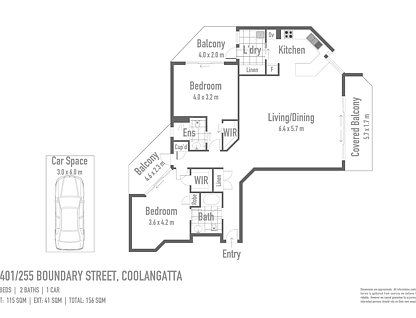 unit 1401/255 - 261 Boundary Street, Coolangatta, Gold Coast, 2 રૂમ, 2 બાથરૂમ, Apartment