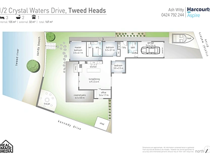1/2 Crystal Waters Drive, Tweed Heads, North Coast, 3 कमरे, 2 बाथरूम, Apartment