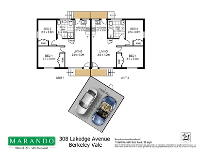 308 Lakedge Avenue, Berkeley Vale, NSW 2261, 4 રૂમ, 2 બાથરૂમ, Unit