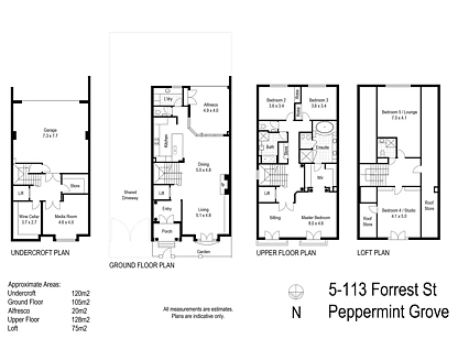 5/113 Forrest Street, Peppermint Grove, North West Perth, 4 कमरे, 3 बाथरूम, House