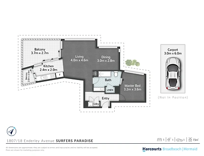 1807/18 Enderley Avenue, Surfers Paradise, Gold Coast, 2部屋, 1バスルーム, Apartment