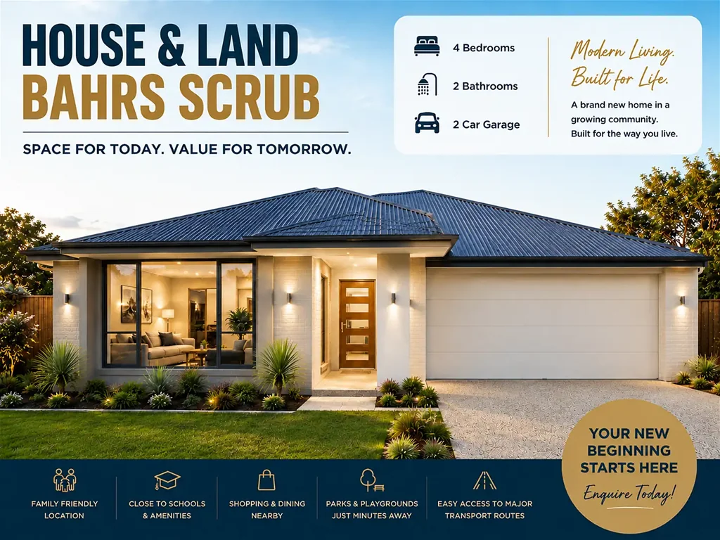 Bahrs Scrub 4房 位于 Bahrs Scrub 的全新住宅，租金更低，即可拥有 Brand New Home in Bahrs Scrub for Less Than You're Paying in Rent