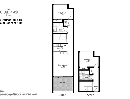 5/548 Pennant Hills Road, West Pennant Hills, The Hills, 2 غرف, 2 حمامات, Apartment