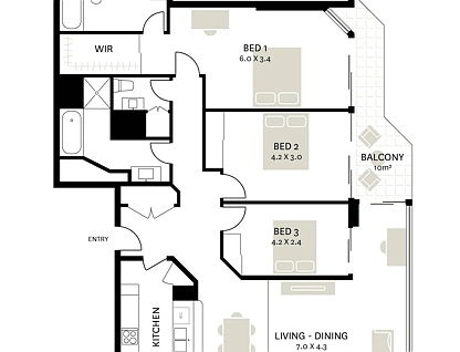 91/267-277 Castlereagh Street, Sydney, Sydney CBD, 3 침실, 2 욕실, Apartment