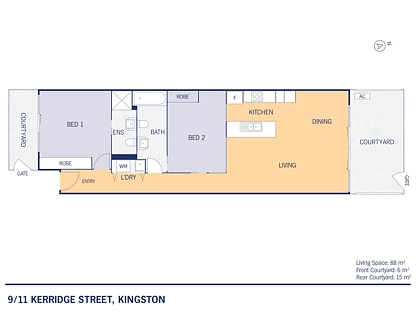 9/11 Kerridge Street, Kingston, Inner South, 2房, 2浴, Apartment
