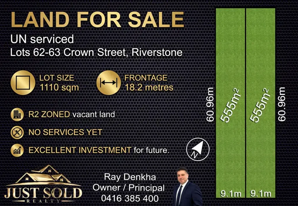 Riverstone 今天投资，把握未来 | 1,110平方米 | 18.2米临街面 | 两块相邻的R2地块 Invest Today, Capitalise on Tomorrow | 1,110sqm | 18.2m Frontage | Two Adjoining R2 Lots