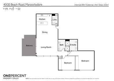 40/20 Beach Road, Maroochydore, QLD 4558, 2房, 2浴, Unit