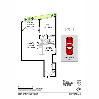 808/3 Carlton Street, Chippendale, NSW 2008, 1 slaapkamers, 1 badkamers, Apartment