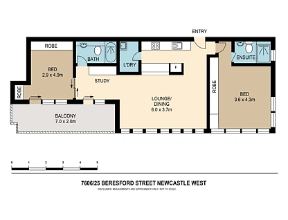 7702/25 Beresford Street, Newcastle West, Newcastle, 2 habitaciones, 2 baños, Apartment