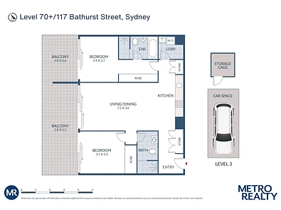7208/117 Bathurst Street, Sydney, NSW 2000, 2 Schlafzimmer, 2 Badezimmer, Apartment
