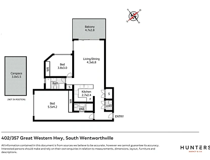 402/357 Great Western Highway, Wentworthville, Parramatta (Northwest suburbs), 2 कमरे, 2 बाथरूम, Apartment
