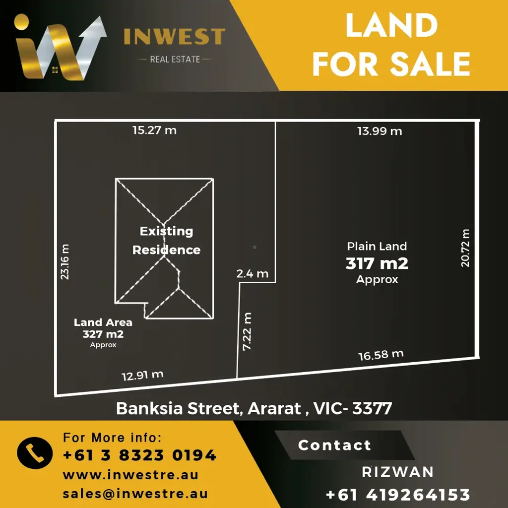 Ararat 317m² Titled Block | Permit Approved for 3-Bedroom Home/CZ1-takeaway shop, restaurants etc. are possible to be approved STCA.
