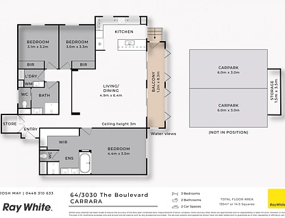 64/3030 The Boulevard, Carrara, Gold Coast, 3 phòng ngủ, 2 phòng tắm, Apartment