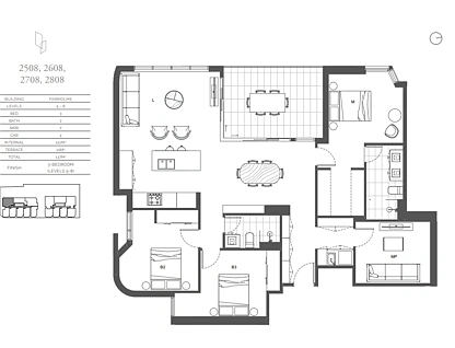 2608/140 Wellington Road, East Brisbane, Brisbane - Eastern Region, 3 chambres, 2 salles de bain, Apartment