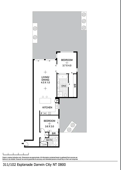 311/102 Esplanade, Darwin City, NT 800, 2 Bedrooms, 2 Bathrooms, Unit