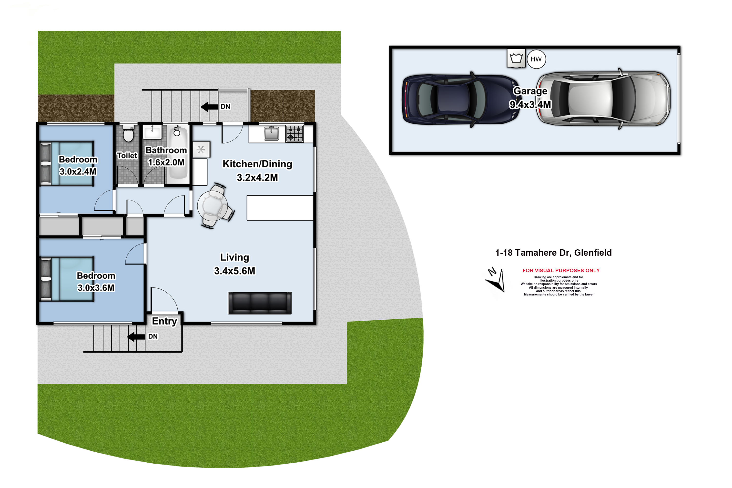 1/18 Tamahere Drive, Glenfield, Auckland - North Shore, 2 chambres, 1 salles de bain