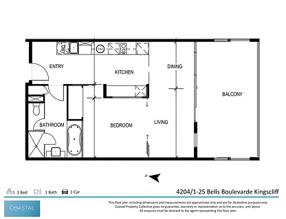 4204/1-25 Bells Boulevard, Kingscliff, North Coast, 1 कमरे, 1 बाथरूम, Unit