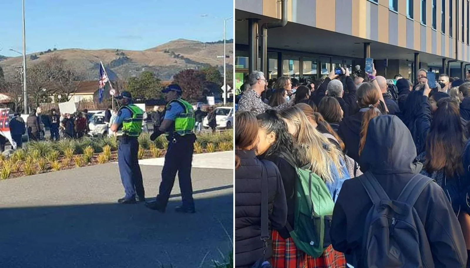 Jacinda访问学校，遭到群众抗议围堵！示威者高喊“警察可耻”
