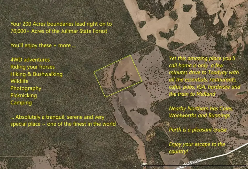 Coondle 3 Bedroom Don’t miss out! Exceptional Great Quality 200 acre Country Estate ~ with Huge Potential  ~ Next to the 70,000+ Acres Julimar State Forest